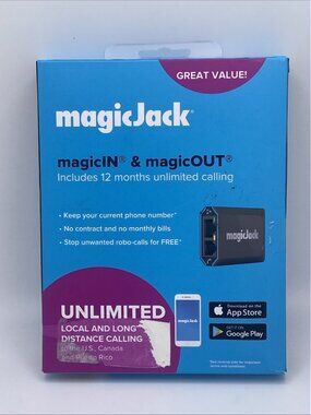 Magic Jack VOIP Phone Adapter Unlimited US Canada Calls Internet Phone App